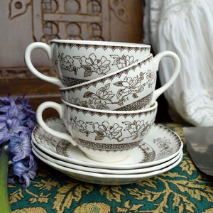 Vintage Copeland Spode &#39;Chinese Rose&#39; Teacup & Saucer Set of 3