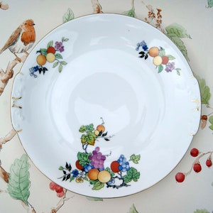 Vintage Fruits Design and Gold Edging Czech Porcelain Cake/Dessert Serving Plate Made in Czechoslovakia Retro Collectible China Tableware