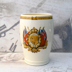 George V & Queen Mary Silver Jubilee Vintage British Pottery Tumbler