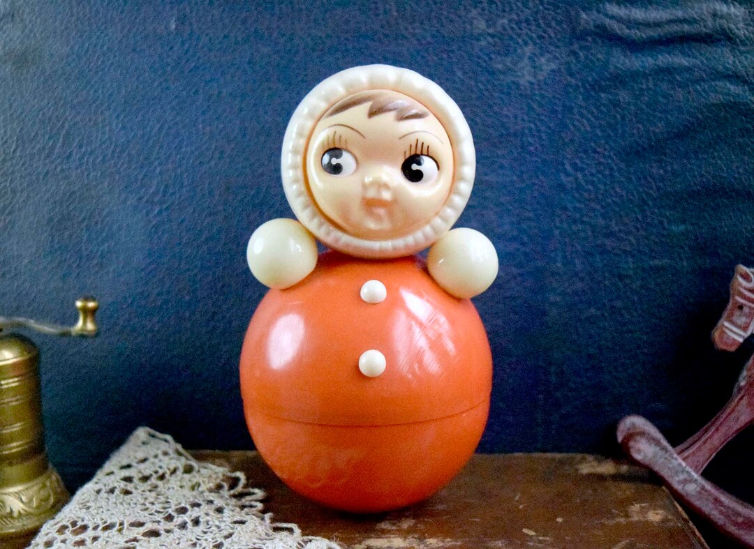 Vintage Soviet Era Red Celluloid Small Size Roly Poly Nevalyashka ...