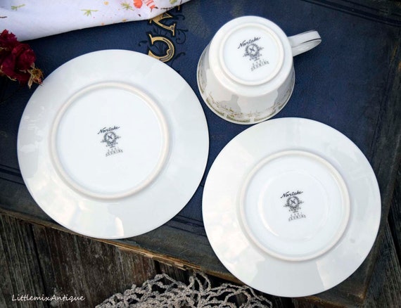 Noritake Vintage 'sonia' Trio – Japanese Chinaware With White Rose