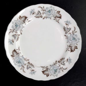 Vintage Aynsley England Bone China Brown Leaves Grey Flowers Silver Rim Small Side/Small Cake/Tea Plate Aynsley China Replacement