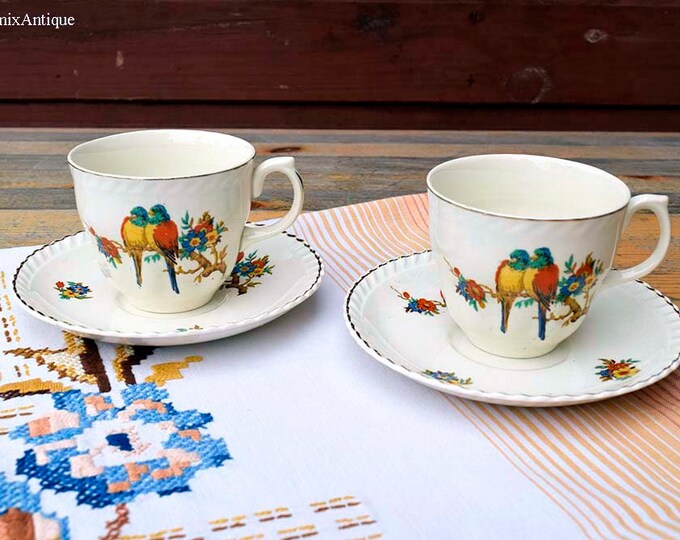 A Pair of Staffs Teaset Co. Ltd. Plex St. Pottery Tunstall Made in