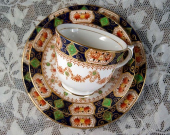 Salisbury Orchid English Bone China Teacup, Saucer and Plate Trio