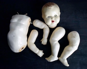 Vintage British Made Sarold Early Large Hard Plastic Baby Doll In need of repair
