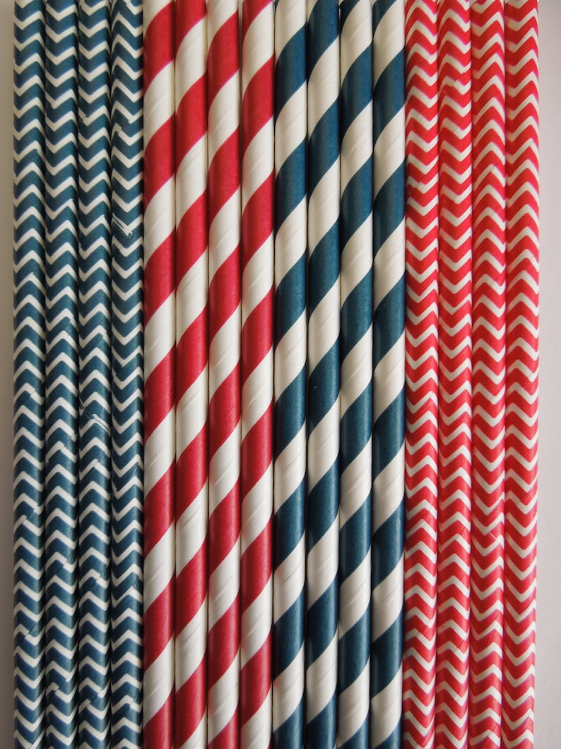 Nautical Anchor Paper Drinking Straws
