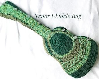 Forest green tenor ukulele bag, green vegan tenor ukulele bag, green linen ukulele bag, dark green and flexible tenor ukulele bag, gig bag