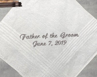 Gift For Dad, Embroidered Gift Wedding Handkerchief From The Bride, Wedding Ideas For Groomsmen, Keepsake Hankie For Family Wedding