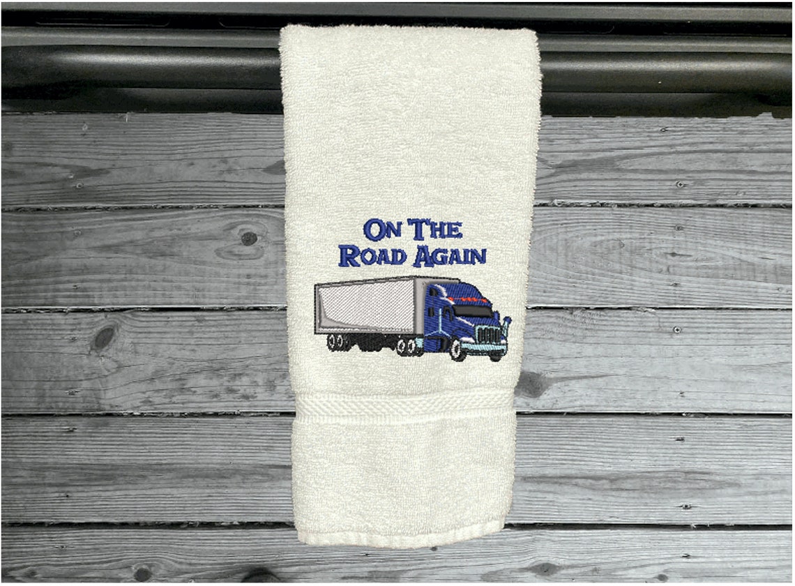 Personalized Towel Embroidered Truck Bathroom Towel Decor Etsy