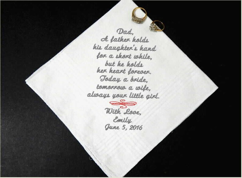 Father of the Bride Wedding Handkerchief Embroidered Gift For Dad From Daughter Custom Personalized Party Favor Custom Handkerchief Dad