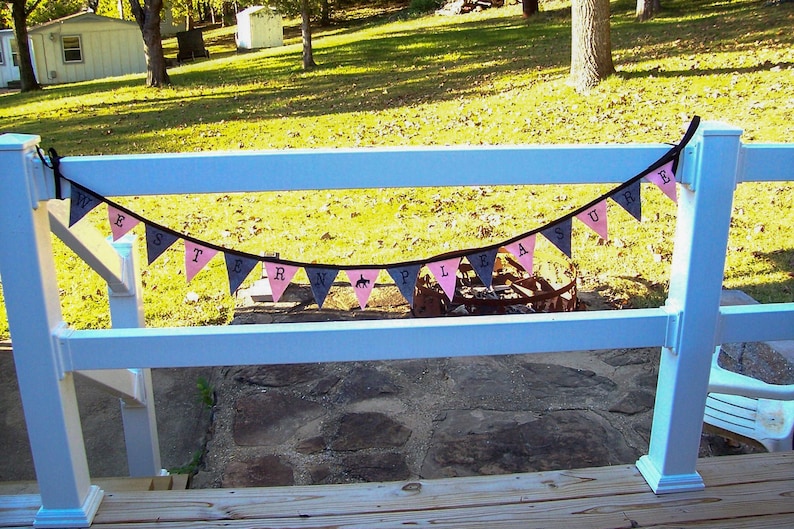 hand made party decorations personalized gift for her Western Pleasure garland embroidered letters photo prop western banners and flags