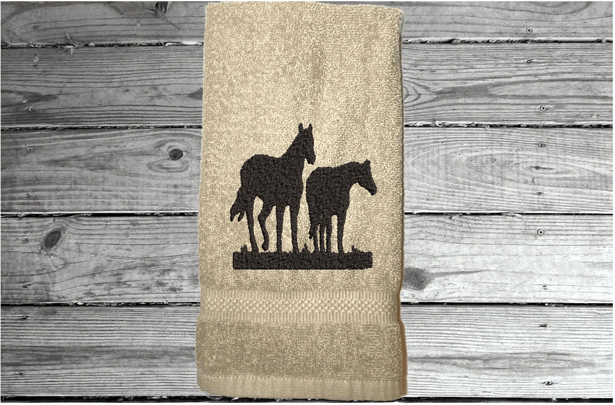 Toalla de mano occidental bordado toalla de caballo amantes | Etsy