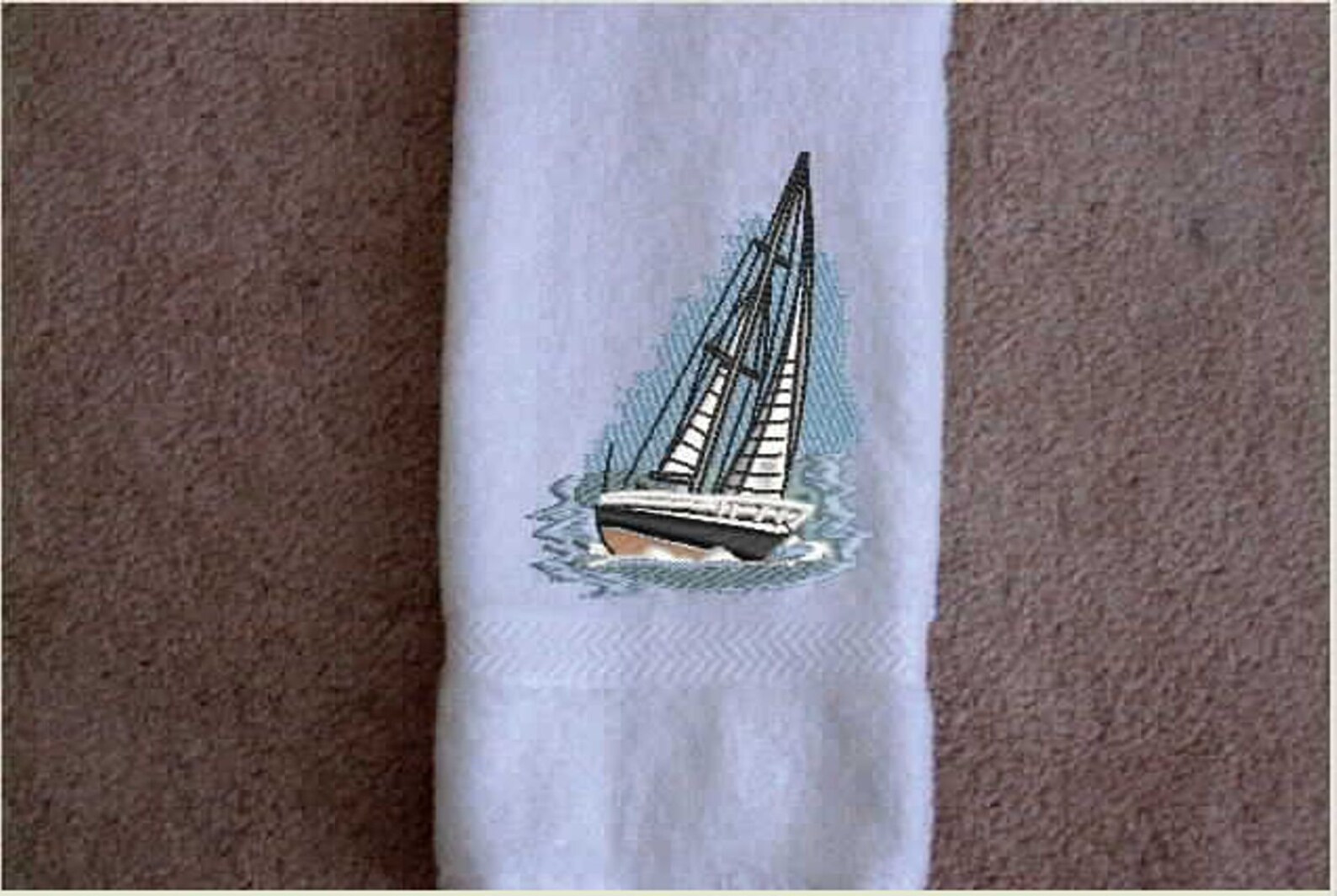 Sale Boat Towel Embroidered Nautical Decorative Sailing Ship Etsy