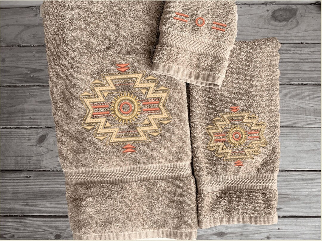 Southwest Embroidered Luxury Towel Set Bath Hand Washcloth Etsy