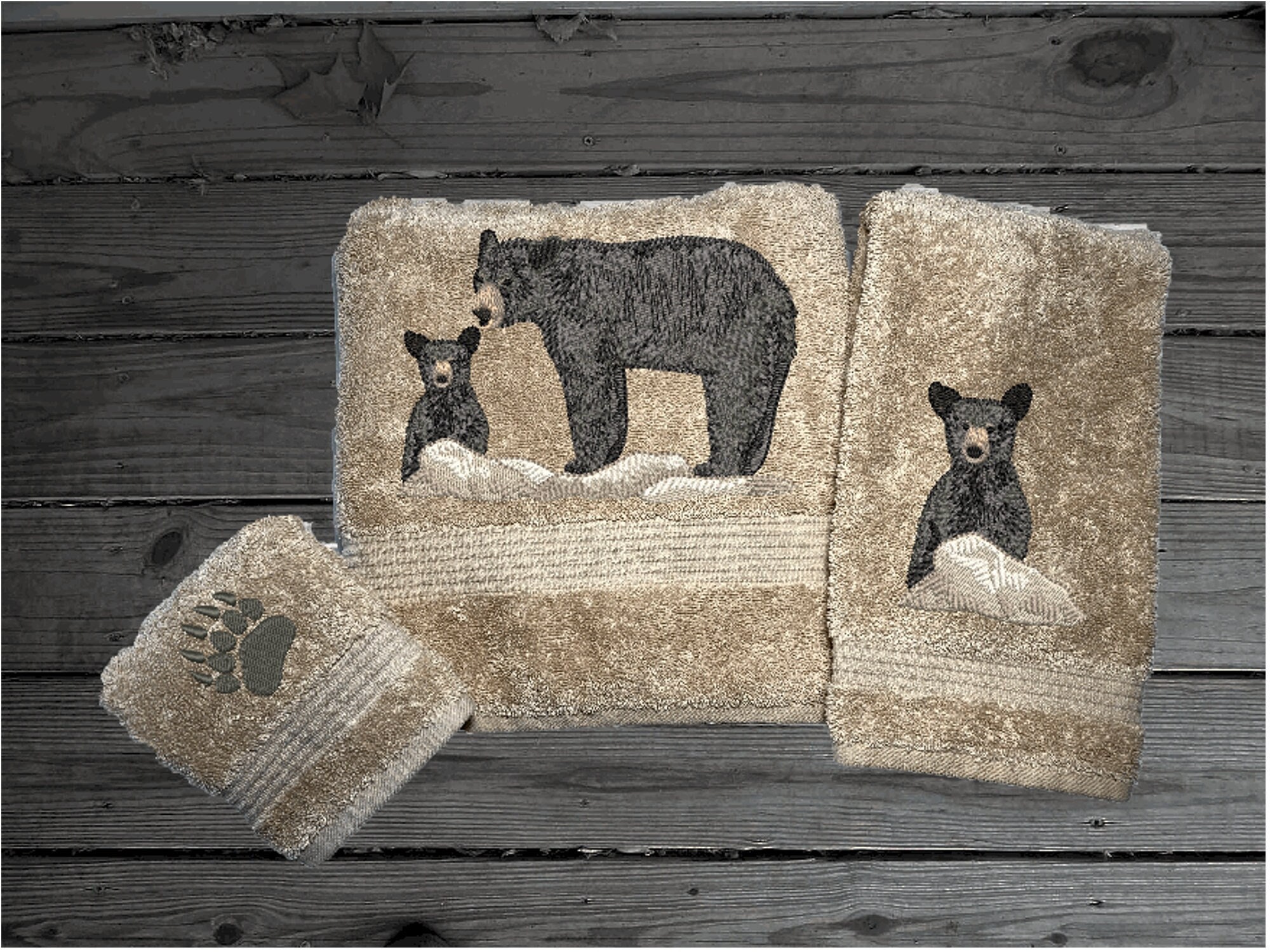 Bear Towels - Embroidered Gray Bath Towel Set- Or Individual – Borgmanns  Creations