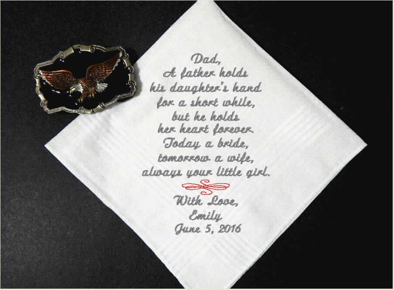 Father of the Bride Wedding Handkerchief Embroidered Gift For Dad From Daughter Custom Personalized Party Favor Custom Handkerchief Dad