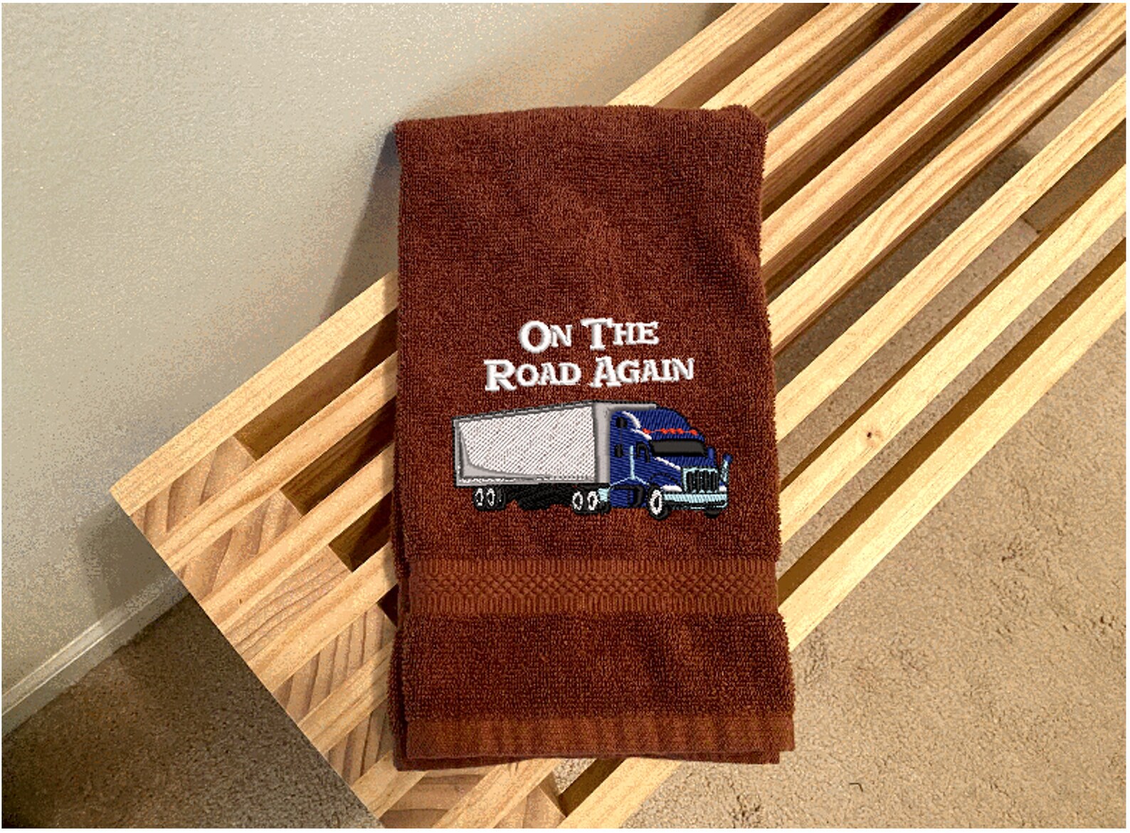 Personalized Towel Embroidered Truck Bathroom Towel Decor Etsy