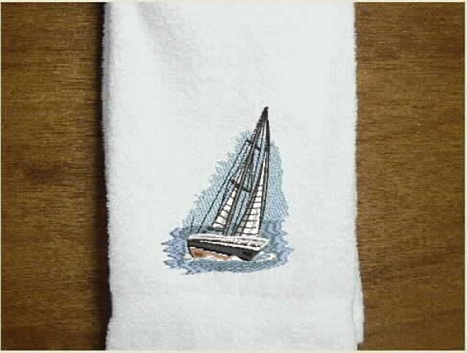 Sale Boat Towel Embroidered Nautical Decorative Sailing Ship Etsy