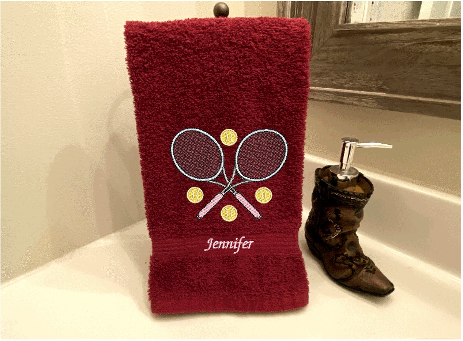 Personalized Sports Towel Embroidered Hand Towel Tennis Etsy