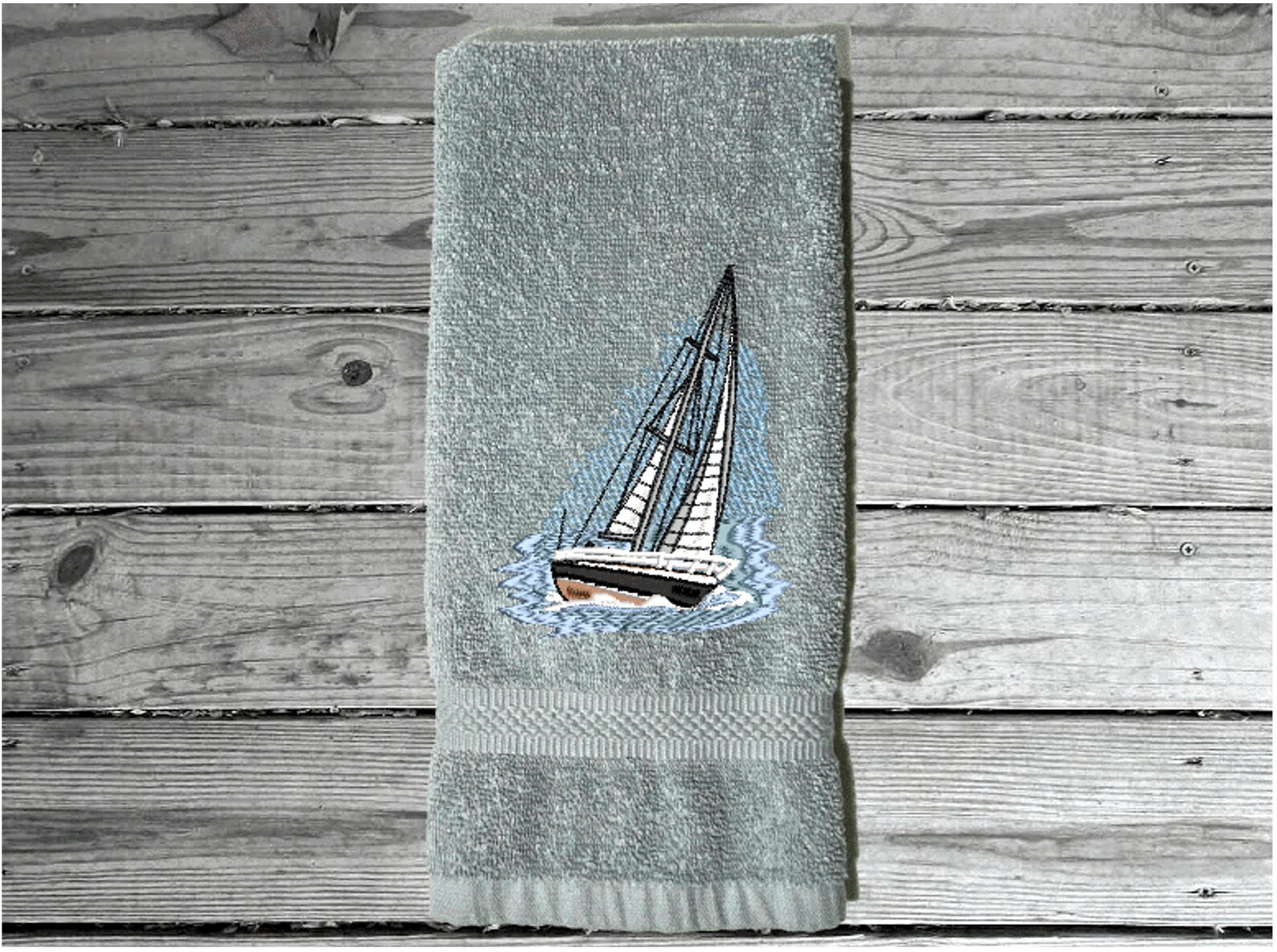 Sale Boat Towel Embroidered Nautical Decorative Sailing Ship Etsy