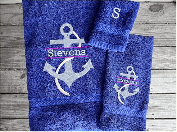 Monogram Luxury Nautical Bath Towel Set, Embroidered Anchor With Name New  Couple Wedding Gift, Turkish Towels Personalized Gift Lake Decor 