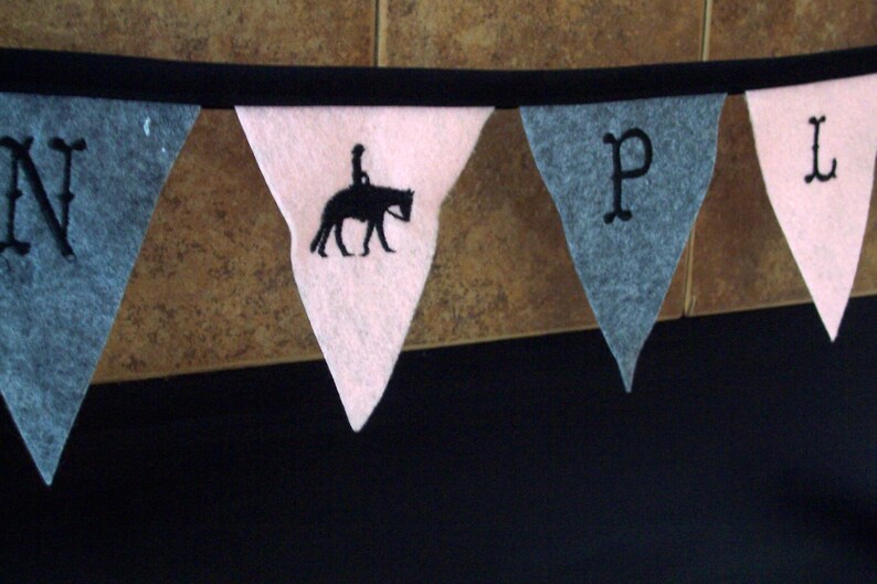 hand made party decorations personalized gift for her Western Pleasure garland embroidered letters photo prop western banners and flags