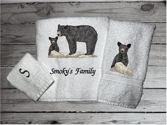 Black Bear Family Hand Towel