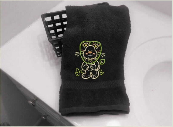 Cuisine Torchon 100/% Coton Terry Serviettes Brodé Animal Designs Gris
