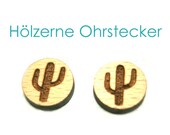 Earrings wood cactus