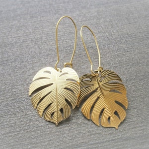 Monstera leaf earrings earrings gold-colored