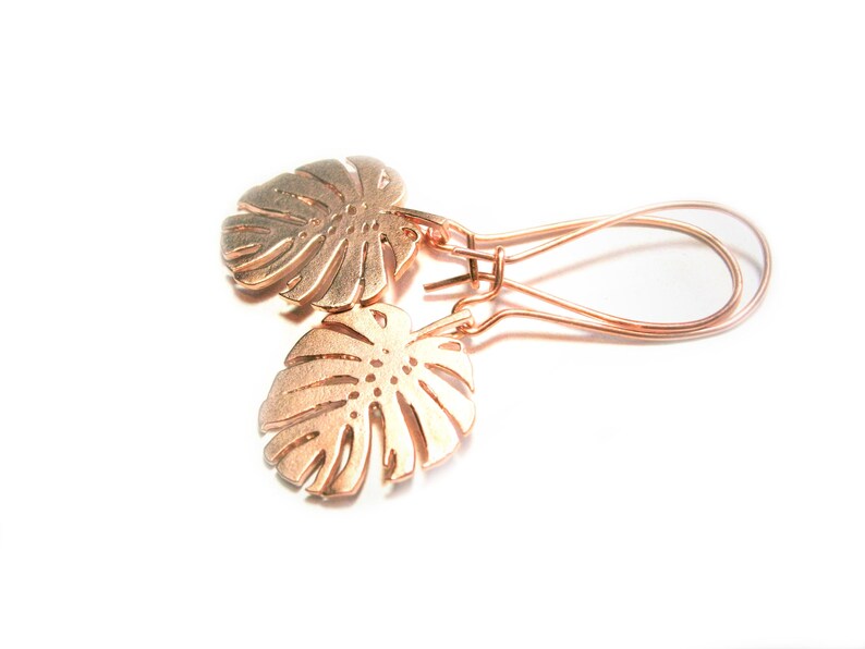 Monstera-Blatt Ohrhänger, roségold