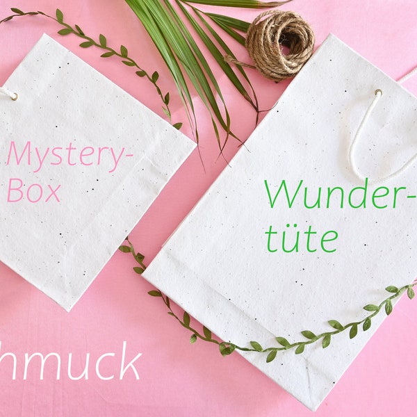 Schmuck Wundertüte, Mystery Box, Überraschung, Ohrringe und Halskette, 5 Schmuckstücke