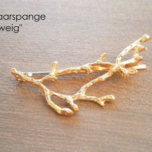 Hair clip branch gold or silver colored, hair accessory branch, hair clip coral