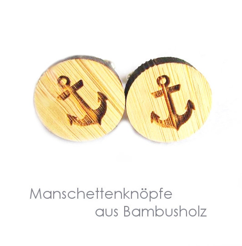 Cufflinks wood anchor maritim jewelry