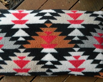 Self-Warming Pet Bed: Southwestern Aztec Fleece, Removable Cover