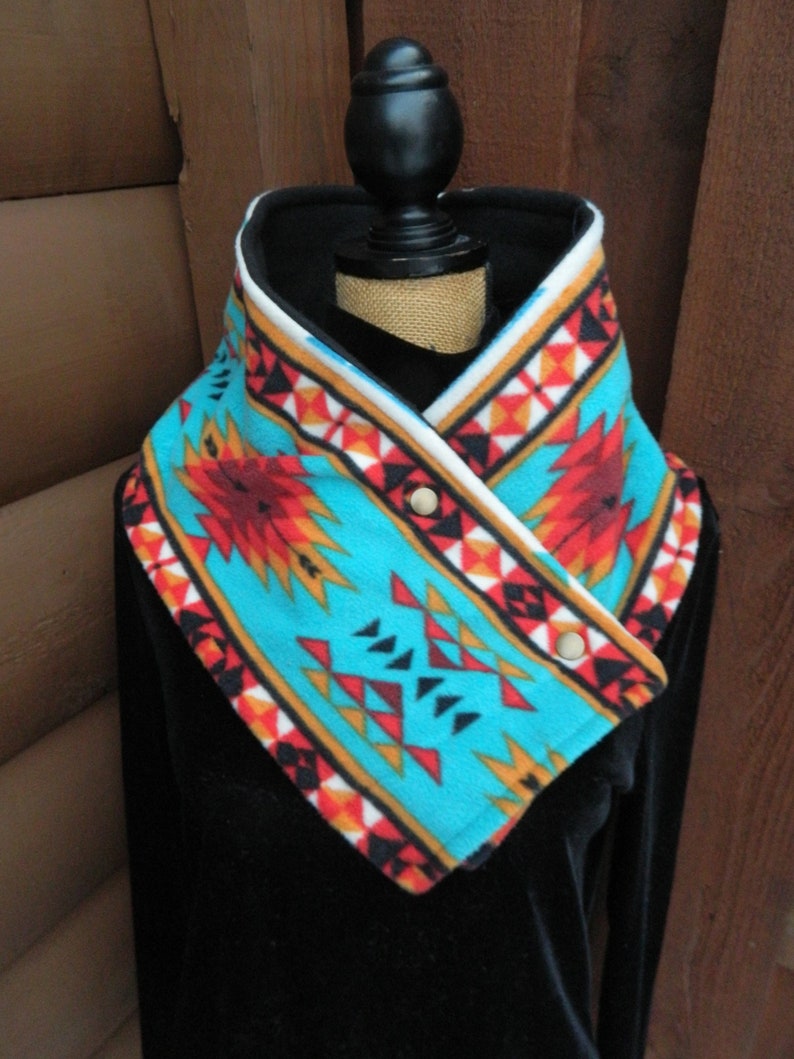 Aztec Design Fleece Neck Wrap, Reindeer Cowl, Fleece Cowl, Western Cowl ...