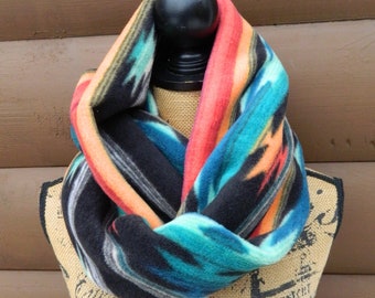 Southwestern Aztec Fleece Infinity Scarf - Super Soft - Neck warmer