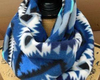 Southwestern Aztec Fleece Infinity Scarf - Super Soft - Neck warmer