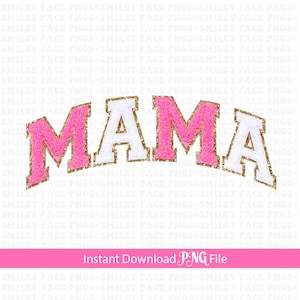Mama Varsity Letters Png, Felt letters Png, Mama Png, Varsity Alphabet Png, Mama Text, Retro Mama Png, Pink and White Mama in Varsity Font