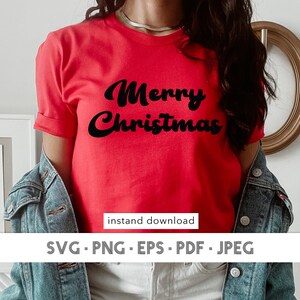 Merry Christmas SVG, Merry Christmas PNG, Christmas Clip Art, Christmas Cut Files, Cricut, Silhouette Cut File, Merry Christmas T-Shirt
