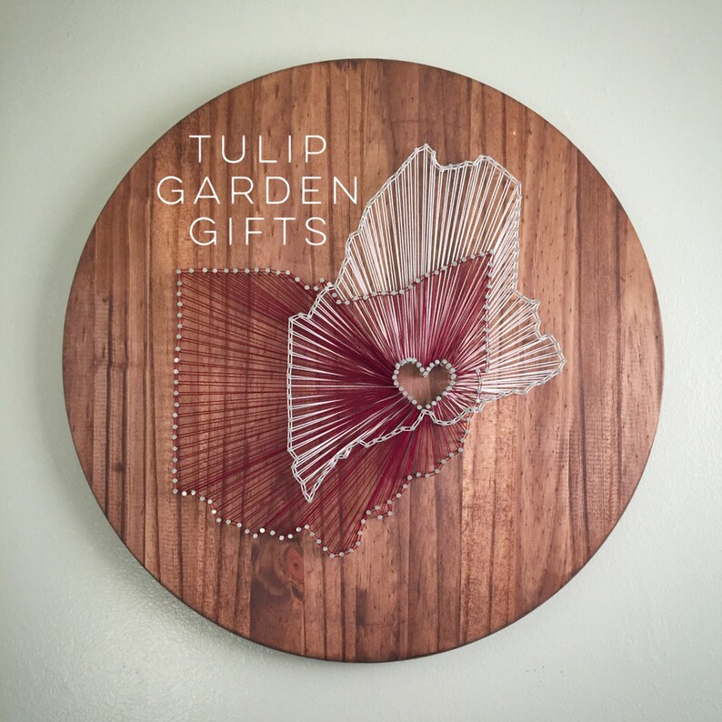 Heartstrings Two State String Art Round Wooden Wall Decor Etsy