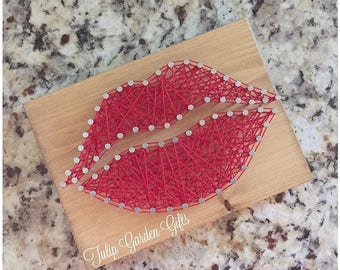 String Art Lips, String Art Kiss, Lips String Art, Valentine Gifts, Love String Art, Lipsense String art, Lipsense, Kiss Decor