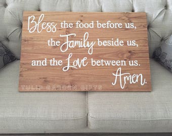 XL Bless The Food Before Us Sign, Bless The Food Before Us The Family Beside Us And The Love Between Us Amen, Family Blessing Sign - Large