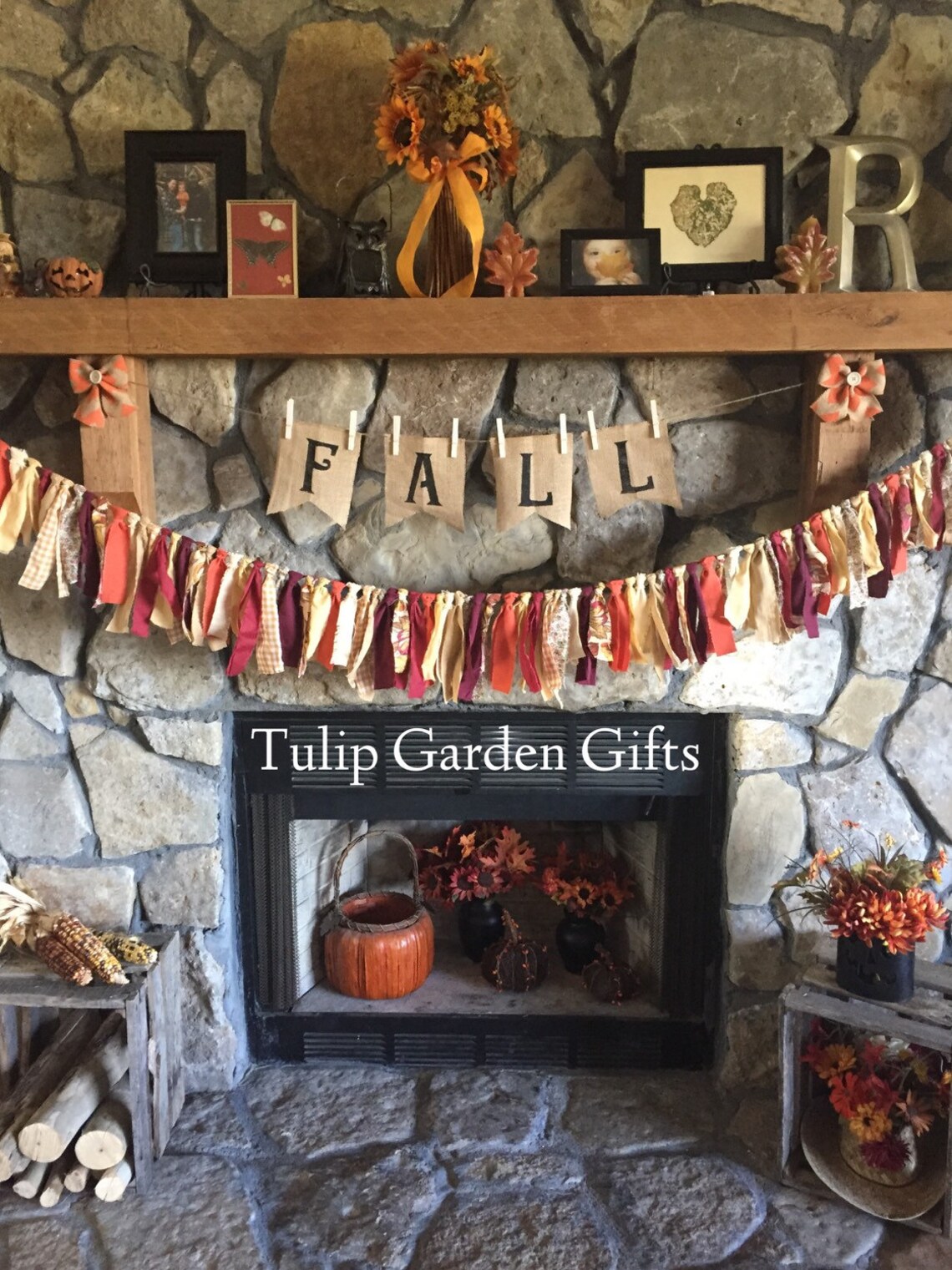 Fall Rag Garland Fall Mantel Decor Halloween Rag Garland - Etsy