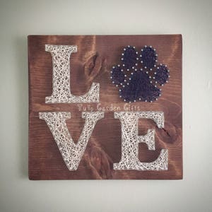 Love Pawprint String Art, Paw Print String Art, Pet String Art, Paw String Art, Pet Stringart, Love Paw Sign, Pet Lover Sign, Pet Sign image 1