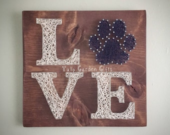 Love Pawprint String Art, Paw Print String Art, Pet String Art, Paw String Art, Pet Stringart, Love Paw Sign, Pet Lover Sign, Pet Sign