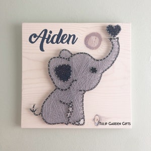 Baby Elephant String Art, Baby Name, Nursery Decor, Elephant Nursery, String Art Elephant, Nursery Sign, Nursery String Art, Dumbo, Rainbow image 7