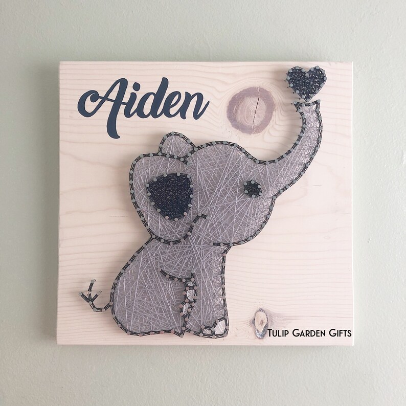 Baby Elephant String Art, Baby Name, Nursery Decor, Elephant Nursery, String Art Elephant, Nursery Sign, Nursery String Art, Dumbo, Rainbow image 7