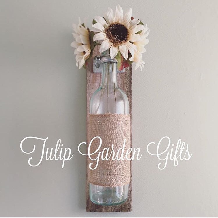 Wine Bottle Wall Vase on Natural Aged Reclaimed Wood with Etsy