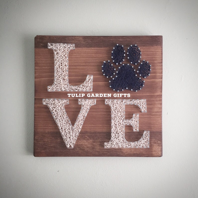 Love Pawprint String Art, Paw Print String Art, Pet String Art, Paw String Art, Pet Stringart, Love Paw Sign, Pet Lover Sign, Pet Sign image 2